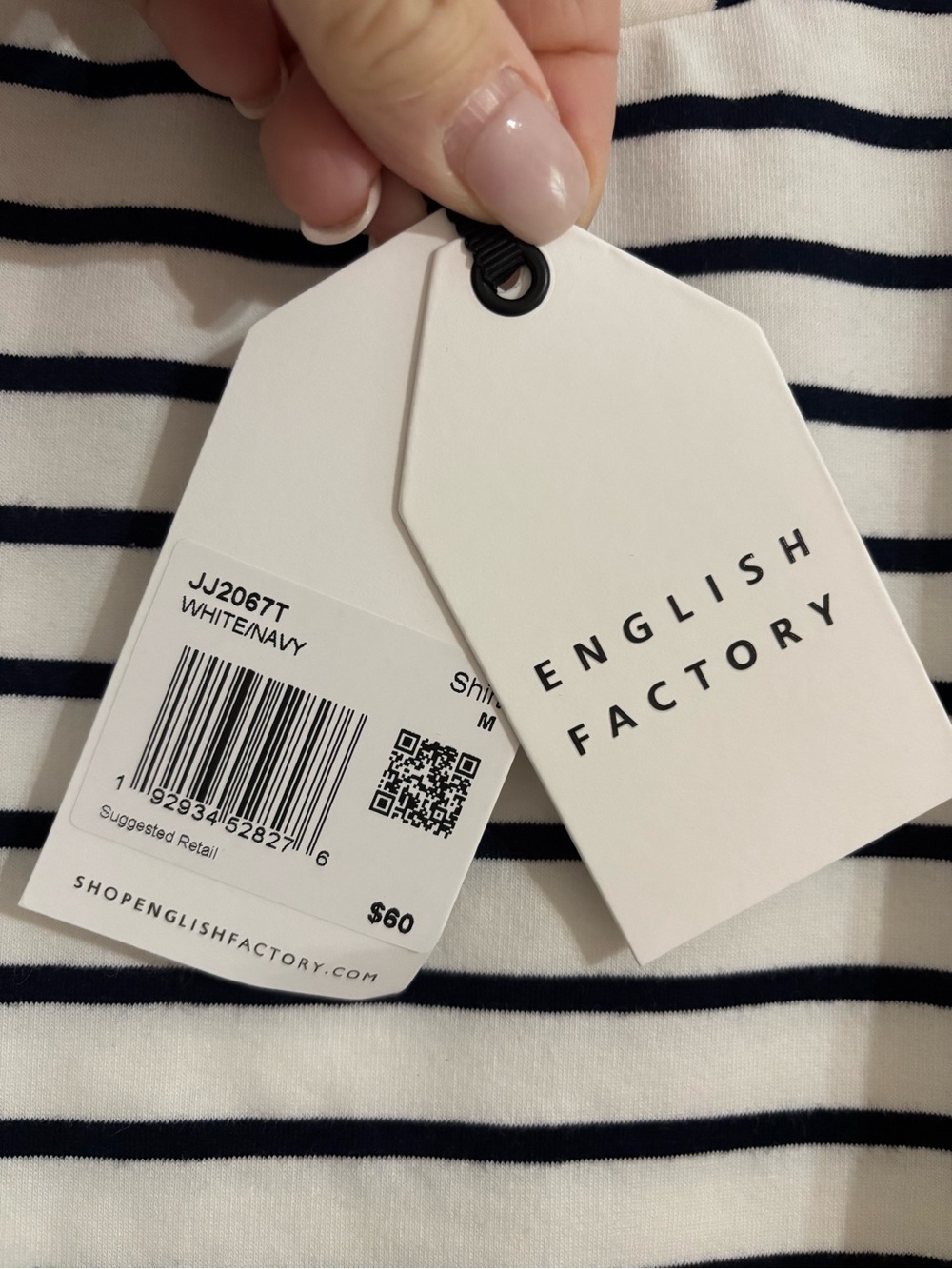 English Factory White and Black Striped Puff-Sleeve Tee - Picture 5 of 9